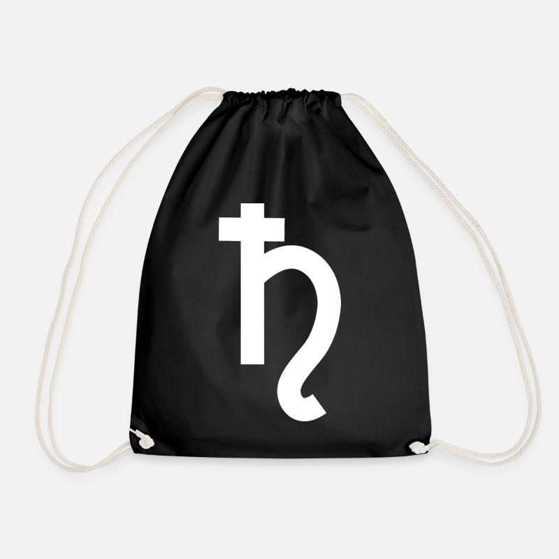 Saturn Symbol - Drawstring Bag - black