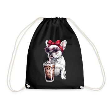 Bouledogue français avec lunettes de soleil - Sac de sport léger - noir - Devant