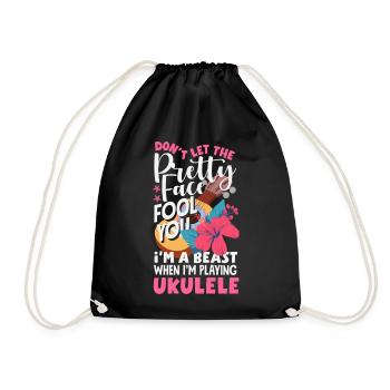 Funny Ukulele Designs and Sayings - Drawstring Bag - black - Front