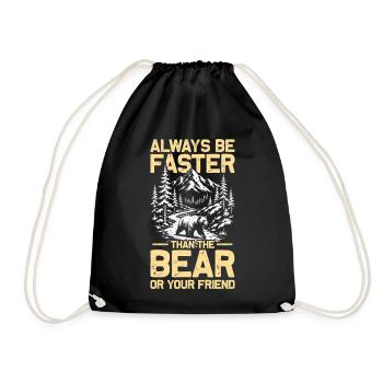 Be faster than the bear Hiking Mountains Mountaineering - Drawstring Bag - black - Front