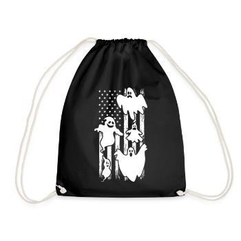 Ghost Halloween US Flag Halloween Ghost - Turnbeutel - Schwarz - Vorne