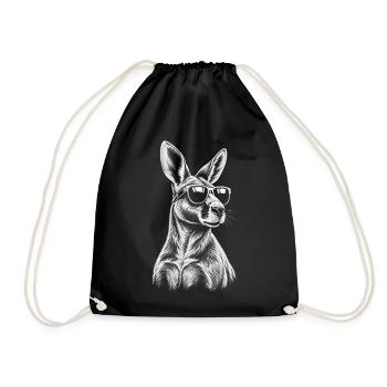 Känguru Skizze mit Sonnenbrille - Turnbeutel - Schwarz - Vorne
