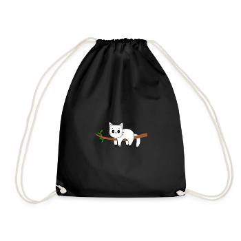 weiße Kawaii Katze Katze weiß Katzen Geschenk - Turnbeutel - Schwarz - Vorne