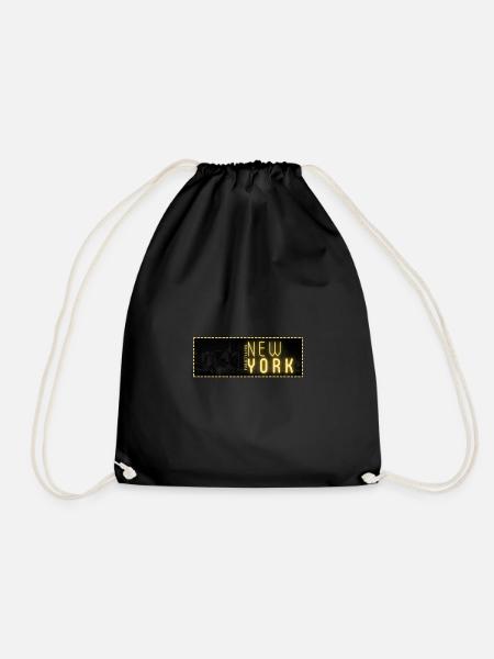 Design NewYork, yellow - Drawstring Bag - black