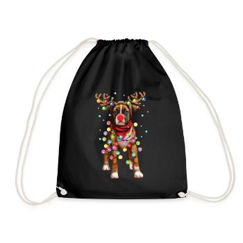 Chien Boxer de Noël - Drôle de cadeau de chiot de Noël - Sac de sport léger - noir - Devant