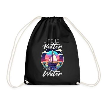 Life is better on water - Sailboat - Drawstring Bag - black - Front