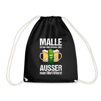 Malle Gurke Spruch saufen Geschenk - Turnbeutel - Schwarz - Vorne