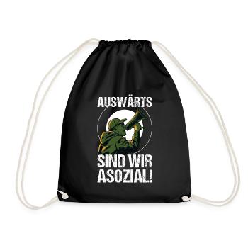 Auswärts Fußball Fan Capo Geschenk - Turnbeutel - Schwarz - Vorne