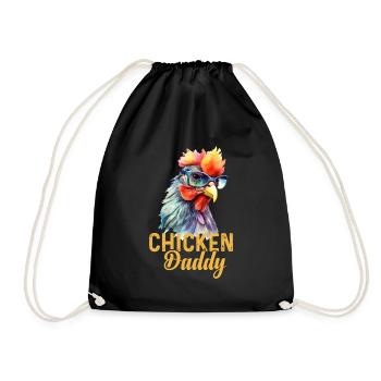 Un drôle de papa poulet avec des lunettes de soleil - Sac de sport léger - noir - Devant