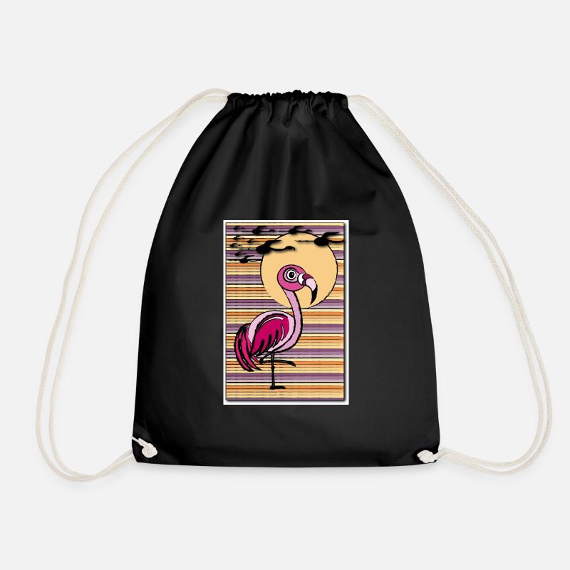 Flamingo in the sunset - Turnbeutel - Schwarz