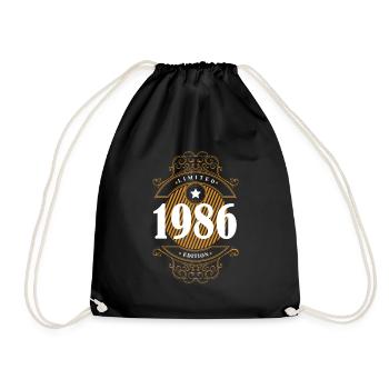 1986 Limited Edition Birthday Design - Drawstring Bag - black - Front