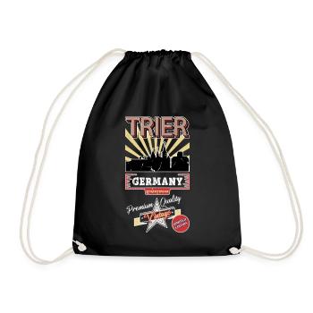 Trier Germany City Skyline Vintage Retro - Drawstring Bag - black - Front