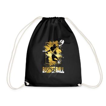 Basketball Basketballspieler Dunking Gold Splash - Turnbeutel - Schwarz - Vorne