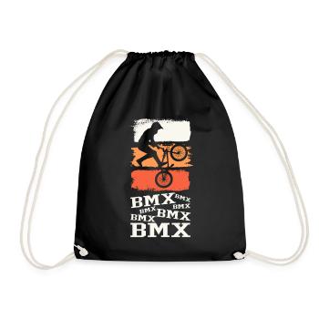 BMX Fahrrad Biker Stunt Trick Freestyle Vintage - Turnbeutel - Schwarz - Vorne