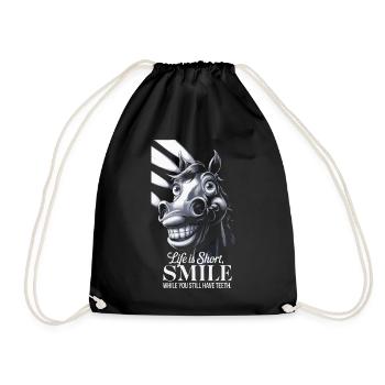 Life is short, smile while you still have teeth - Drawstring Bag - black - Front