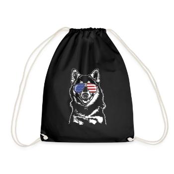 Pomsky America Flag Sunglasses Dogs Wilsigns - Drawstring Bag - black - Front