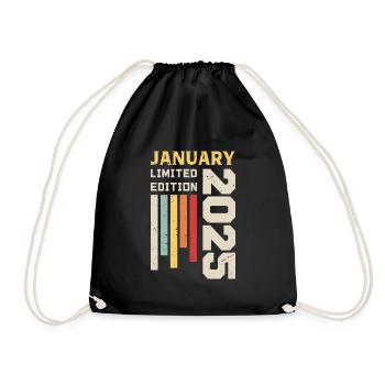 Januar 2025 - Geburtstagsgeschenk Januar 2025 - Turnbeutel - Schwarz - Vorne