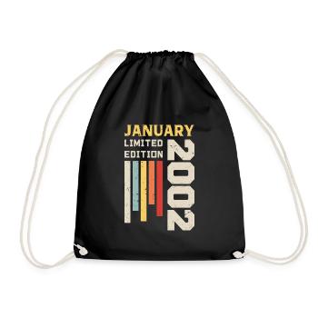 January 2002 - January 2002 Birthday Gift - Drawstring Bag - black - Front