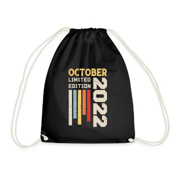 October 2022 - October 2022 Birthday Gift - Drawstring Bag - black - Front