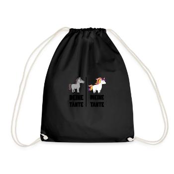 Deine Tante Meine Tante Lustiges Einhorn Geschenk - Turnbeutel - Schwarz - Vorne