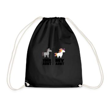 Deine Tante Meine Tante Lustiges Einhorn Geschenk - Turnbeutel - Schwarz - Vorne