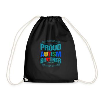 Autism Asperger brother child world autism day - Drawstring Bag - black - Front