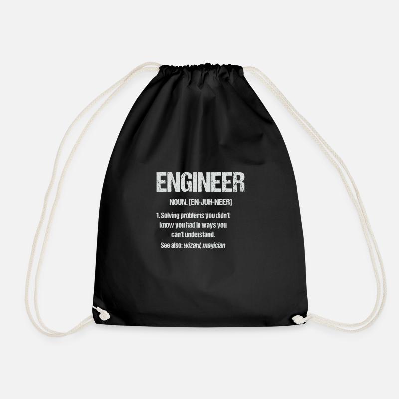 Engineer Wizard Magician Gifts for Engineers - Drawstring Bag - black