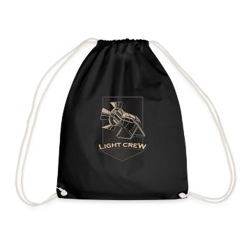 LIGHT CREW Retro light lighting technician gift - Drawstring Bag - black - Front