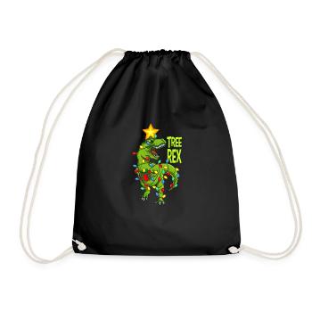 TREE REX DINO Weihnachten Ugly Christmas Geschenk - Turnbeutel - Schwarz - Vorne