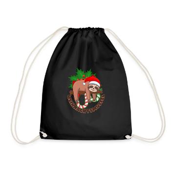 CHRISTMAS MUFFLE with funny sloth Christmas - Drawstring Bag - black - Front