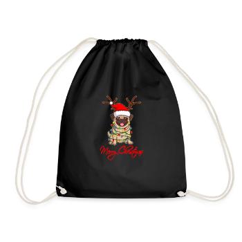 Carlin MERRY WOOFMAS PUG Cadeau de Noël moche - Sac de sport léger - noir - Devant
