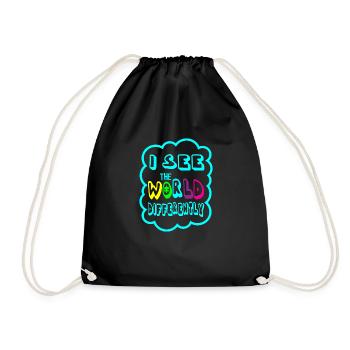 AUTISM WORLD IS DIFFERENT Gift for autistic people - Drawstring Bag - black - Front