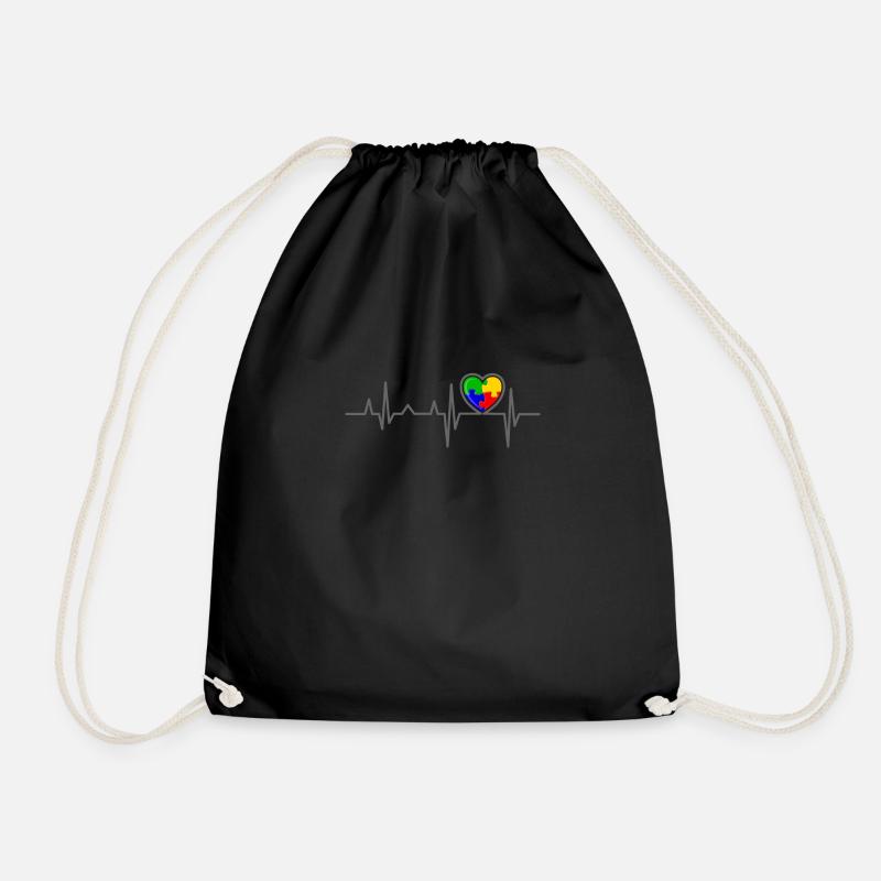 AUTISMUS HERZSCHLAG Autism Awareness Geschenk - Turnbeutel - Schwarz