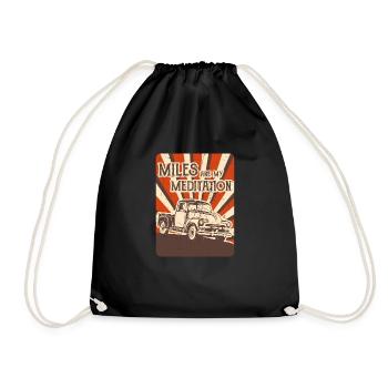 MILES ARE MY MEDITATION US Pickup Oldtimer US Car - Turnbeutel - Schwarz - Vorne