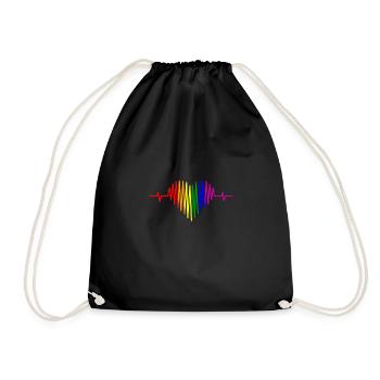 LGBT Herzschlag Regenbogen LGBT Pride Gay Pride - Turnbeutel - Schwarz - Vorne