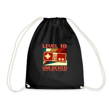 LEVEL 18 UNLOCKED 18 Birthday Gamer Controller - Drawstring Bag - black - Front