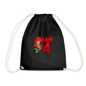 JE SUIS 4 ANS 4 anniversaire fille sirène - Sac de sport léger - noir - Devant