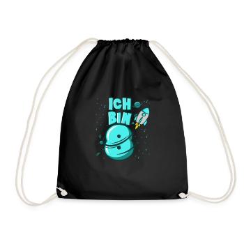 ICH BIN 8 Weltraum Kindergeburtstag 8 Jahre - Turnbeutel - Schwarz - Vorne