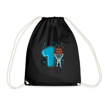 1 anniversaire jeune 1 année astronaute spatial - Sac de sport léger - noir - Devant