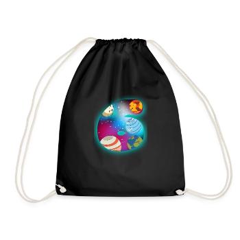 I AM 6 6 birthday boy 6 years space - Drawstring Bag - black - Front