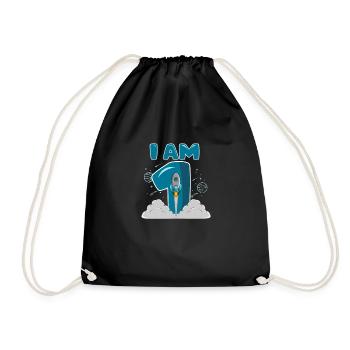 Espace 1 anniversaire 1 année fusée Je suis 1 - Sac de sport léger - noir - Devant