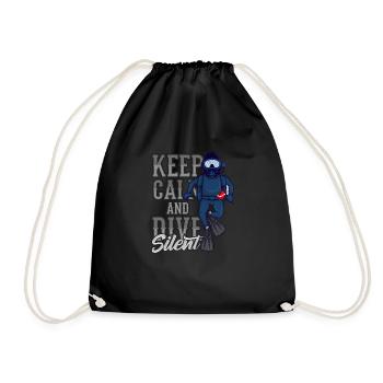 Keep Calm And Dive Silent Tec Diver Berufstaucher - Turnbeutel - Schwarz - Vorne