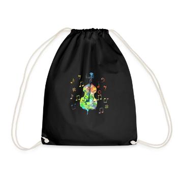 Funny Cello Cellist Orchestra Musicians Colorful - Drawstring Bag - black - Front