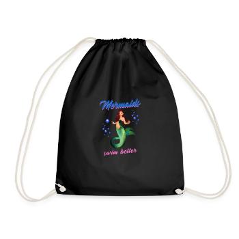 Schwimmen Spruch Lustig Mermaids Swim Better - Turnbeutel - Schwarz - Vorne