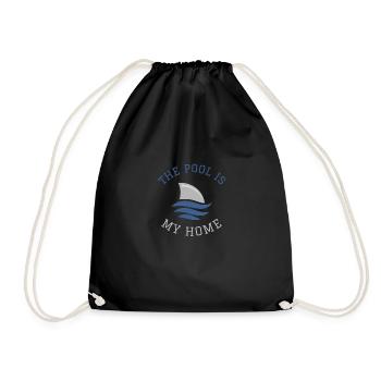 Schwimmen Spruch Lustig The Pool Is My Home - Turnbeutel - Schwarz - Vorne