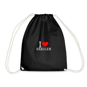 Schwimmen Spruch Lustig I Love Kraulen - Turnbeutel - Schwarz - Vorne