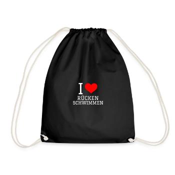 Schwimmen Spruch Lustig I Love Rückenschwimmen - Turnbeutel - Schwarz - Vorne