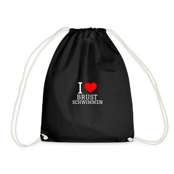 Schwimmen Spruch Lustig I Love Brustschwimmen - Turnbeutel - Schwarz - Vorne