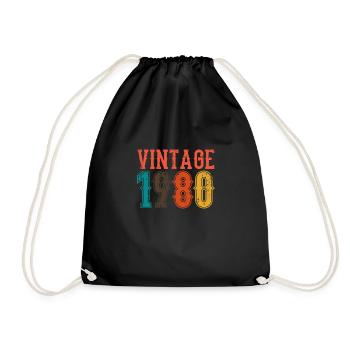 Geburtstag Papa Vintage 1980 - Turnbeutel - Schwarz - Vorne