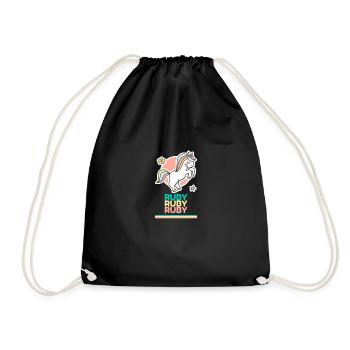 Ruby Vorname Namensgeschenk Süßes Einhorn - Turnbeutel - Schwarz - Vorne